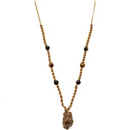 Hippie Necklace w/ Beads - Rough Tiger Eye Point (Each)