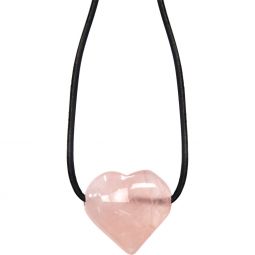 Gemstone Puffed Heart Necklace - Rose Quartz (Each)