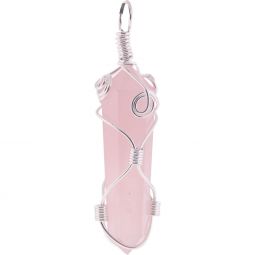 Large Wire Wrapped Point Pendant - Rose Quartz Asst'd Designs (Each)