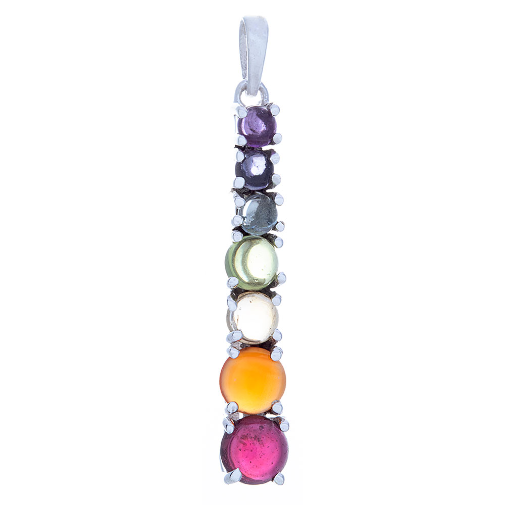 Drop Chakra Pendant w/ Semi-Precious Stones: Kheops International