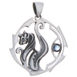 Cat Sacred Animal Pendant w/Asst'd Stone