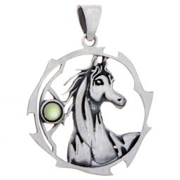 Horse Sacred Animal Pendant w/Asst'd Stone