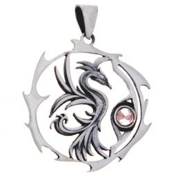 Phoenix Sacred Animal Pendant w/Asst'd Stone