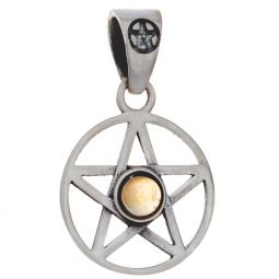 Round 1 Stone Pentacle Pendant w/ Asst'd Stone