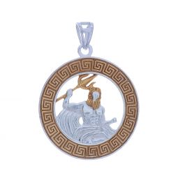 Gold Plated Greek God Pendant Poseidon