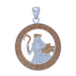 Gold Plated Greek God Pendant Demeter