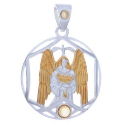 Archangel Gabriel Gold Plated Pendant w/Citrine