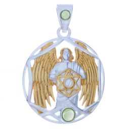 Archangel Metatron Gold Plated Pendant w/Peridot