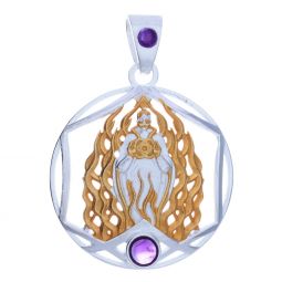 Saint Germain Gold Plate Pendant w/ Amethyst