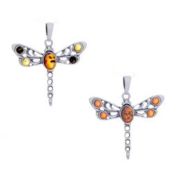 Dragonfly Pendant - Amber Accent