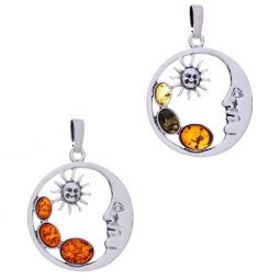 Medium 3-Stone Celestial Pendant - Amber Accent