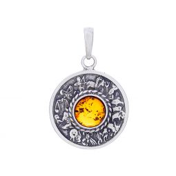 Small Astrology Pendant - Amber Accent