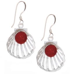 Shell Red Coral Earrings