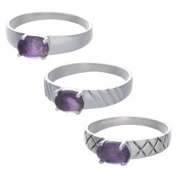 Amethyst Cab Assorted Band Ring - Size 5