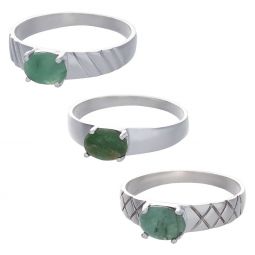 Emerald Cab Assorted Band Ring - Size 10