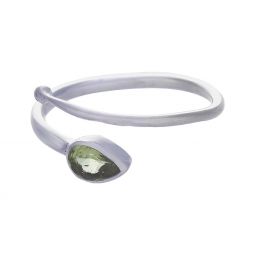 Peridot Teardrop Cut Adjustable Ring - Size 10