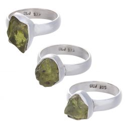 Rough Peridot Assorted Shapes Simple Ring - Size 5 (11mm to 14mm H)