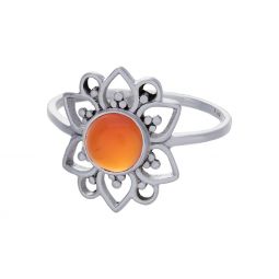 Carnelian Flower Ring - Size 9