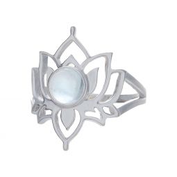 Blue Topaz Lotus Flower Ring - Size 5