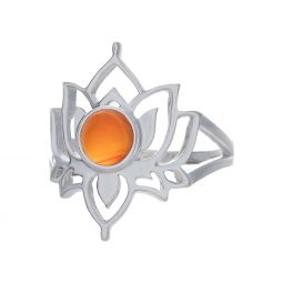 Carnelian Lotus Flower Ring - Size 5