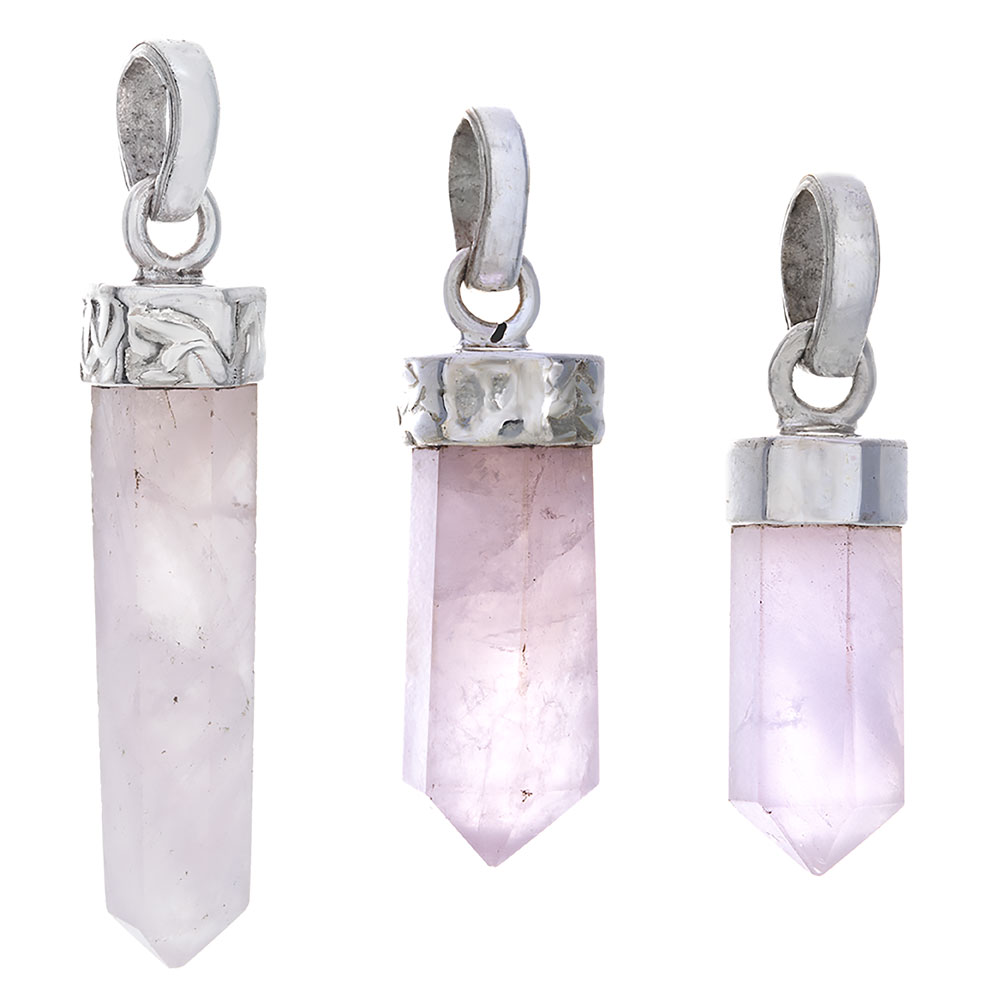 Rose Quartz Assorted Small Pencil Pendant (20mm to 42mm H): Kheops ...