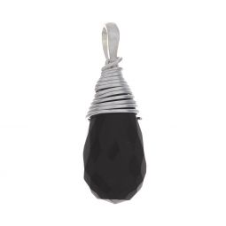 Faceted Black Onyx Wire Wrapped Pendant (20mm to 25mm H)