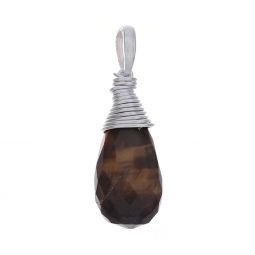 Faceted Tiger Eye Wire Wrapped Pendant (20mm to 25mm H)