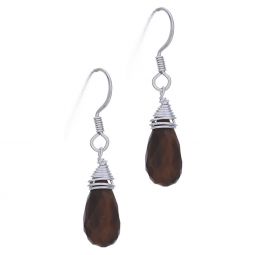 Faceted Tiger Eye Wire Wrapped Earrings (25mm to 30mm H)