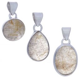 Gold Rutilated Quartz Assorted Shapes Pendants (23mm to 29mm H)