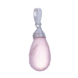 Faceted Rose Quartz Wire Wrapped Pendant (21mm to 26mm H)