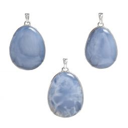 Blue Chalcedony Medium Geode Slice Pendant