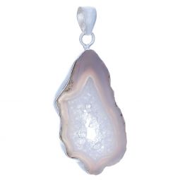 Banded Agate Medium Geode Slice Pendant