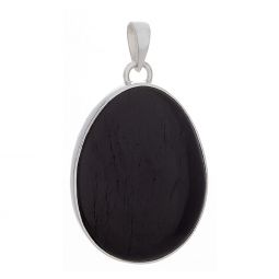 Black Tourmaline  Medium Slice Pendant  Approx 40mm H