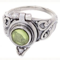 Round Box Ring Peridot 6mm Cab -Size 5