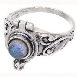 Round Box Ring Labradorite 6mm Cab -Size 5