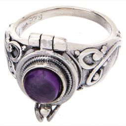 Round Box Ring Amethyst 6mm Cab -Size 5