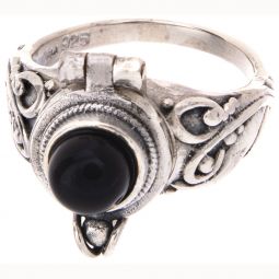 Round Box Ring Black Onyx 6mm Cab -Size 5