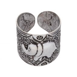 Embossed Elephant Wide Ring - Size 5