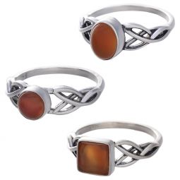 Carnelian Cab. Assorted Shapes Trisquele Ring - Size 5 (8mm to 12mm H)