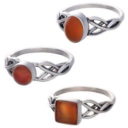 Carnelian Cab. Assorted Shapes Trisquele Ring - Size 9 (8mm to 12mm H)