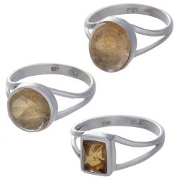 Citrine Cab. Assorted Shapes Split Shank Simple Ring - Size 5  (9mm to 13mm H)