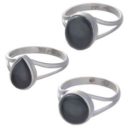 Hematite Cab. Assorted Shapes Split Shank Simple Ring - Size 6 (10mm to 13mm H)