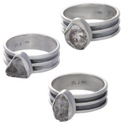 Rough Herkimer Diamond Assorted Shapes Triple Band Ring  - Size 5 (9mm to 12mm H)