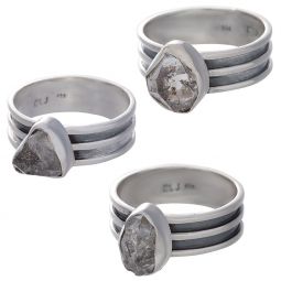 Rough Herkimer Diamond Assorted Shapes Triple Band Ring  - Size 6 (9mm to 12mm H)