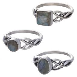 Labradorite Cab. Assorted Shapes Trisquele Ring - Size 5 (8mm to 10mm H)