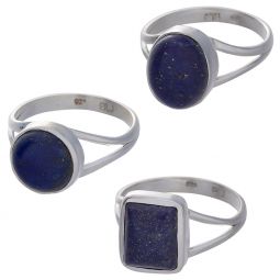 Lapis Lazuli Cab. Assorted Shapes Split Shank Simple Ring  - Size 10 (9mm to 12mm H)