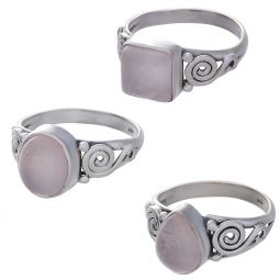 Rose Quartz Cab. Assorted Shapes Spiral Band Ring - Size 10 (8mm to 11mm H)