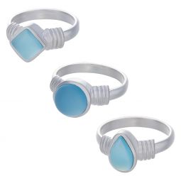 Blue Chalcedony Assorted Shapes Multi Band Ring- Size 5 (10mm to 15mm H)