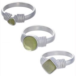 Peridot Assorted Shapes Multi Band Ring- Size 6 (5mm to 9mm H)