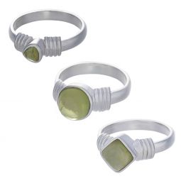 Peridot Assorted Shapes Multi Band Ring- Size 10 (5mm to 9mm H)